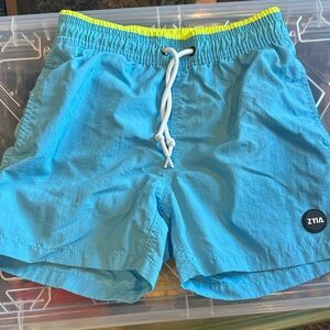 ZYIA Boys Aqua and Yellow Swim Trunks